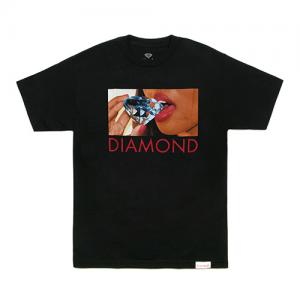 DIAMOND LIPS TEE-BLK