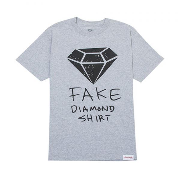 FAKE DIAMOND T-SHIRT - HEATHER GREY