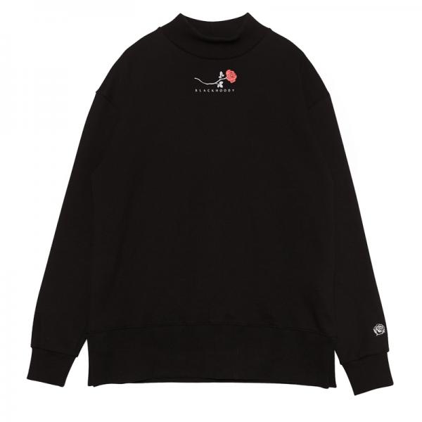 SINGLE ROSE MIDNECK SWEATSHIRT BLACK