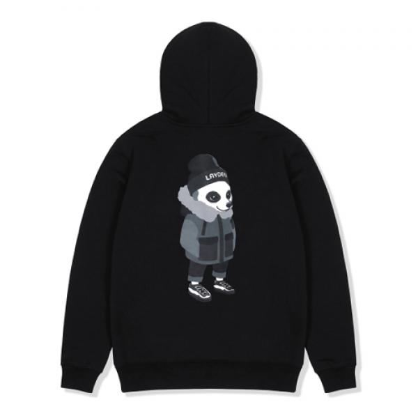 WINTER LAYGOM ZIP-UP HOODIE - BLACK