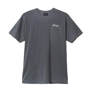 STUSSY STITCH PIG. DYE PKT TEE-BLK
