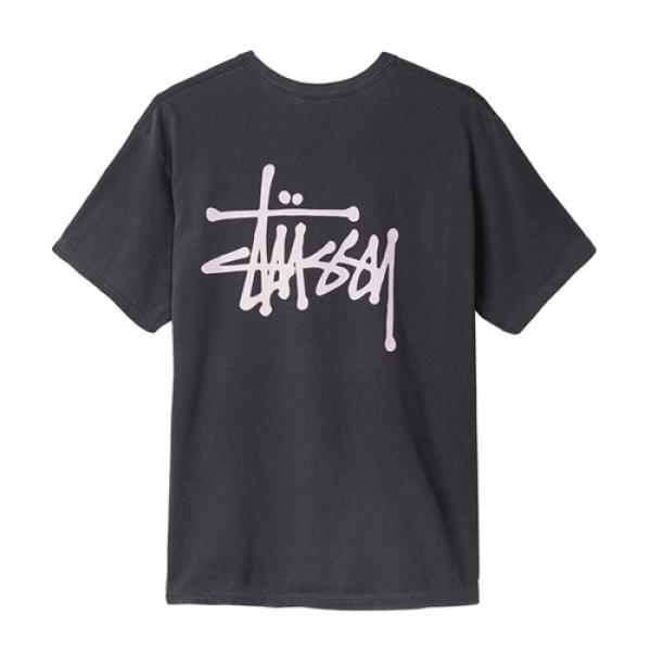 BASIC STUSSY PIG. DYED TEE-BLK