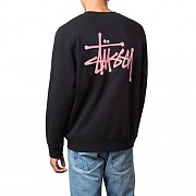 BASIC STUSSY CREW-BLK(PINK)
