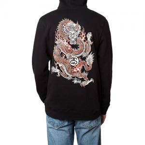 FIRE DRAGON ZIP HOOD-BLK