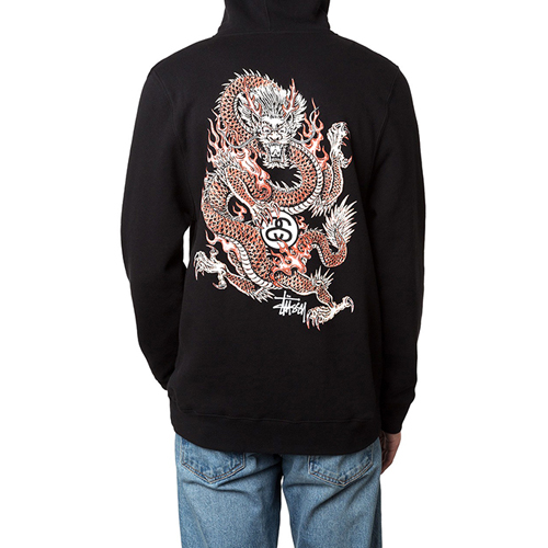 FIRE DRAGON ZIP HOOD-BLK