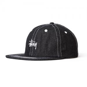 CONTRAST STITCH DENIM STRAPBACK-BLK