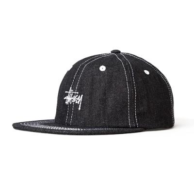 CONTRAST STITCH DENIM STRAPBACK-BLK