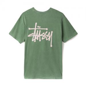 BASIC STUSSY PIG. DYED TEE-OLIVE