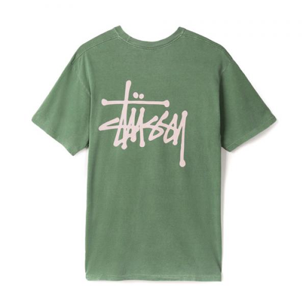 BASIC STUSSY PIG. DYED TEE-OLIVE