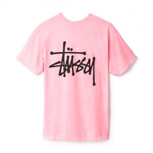 BASIC STUSSY PIG. DYED TEE-PINK