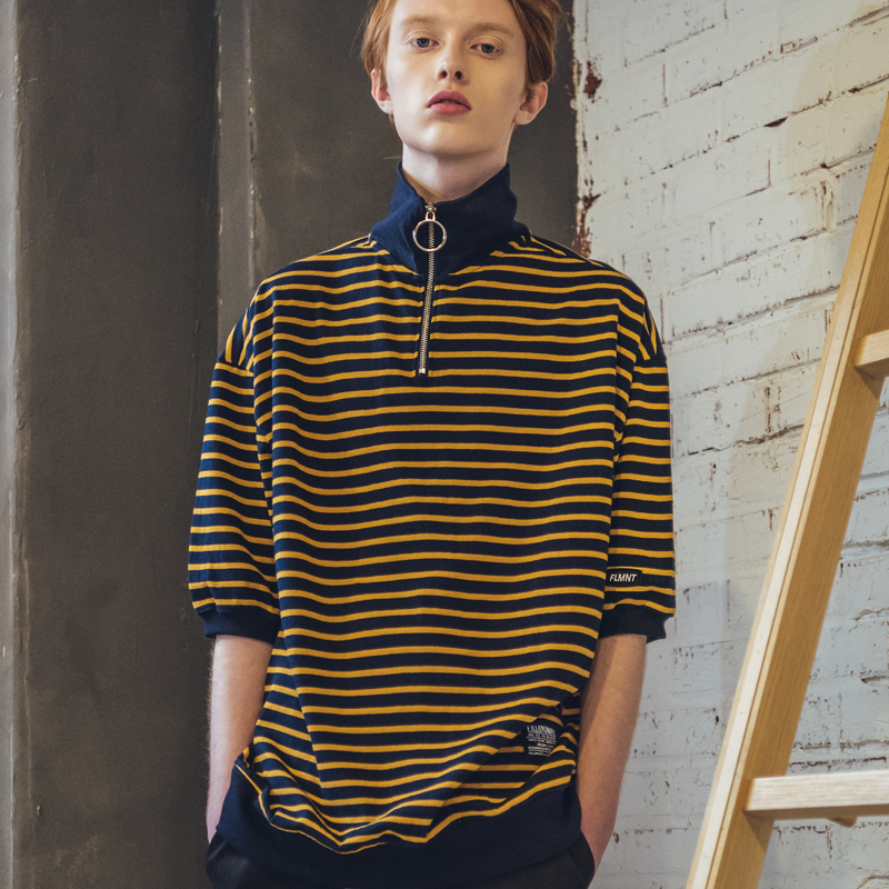UNISEX Stripe Half Jip Up-Yellow