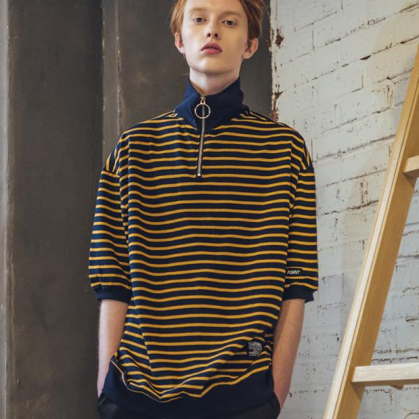 UNISEX Stripe Half Jip Up-Yellow