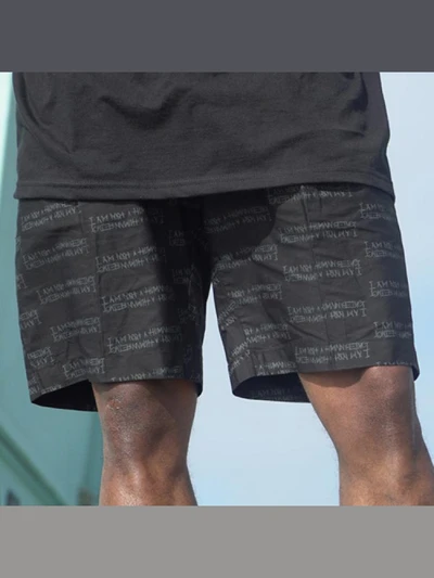 BASIC LOGO PATTERN SHORTS - BLACK