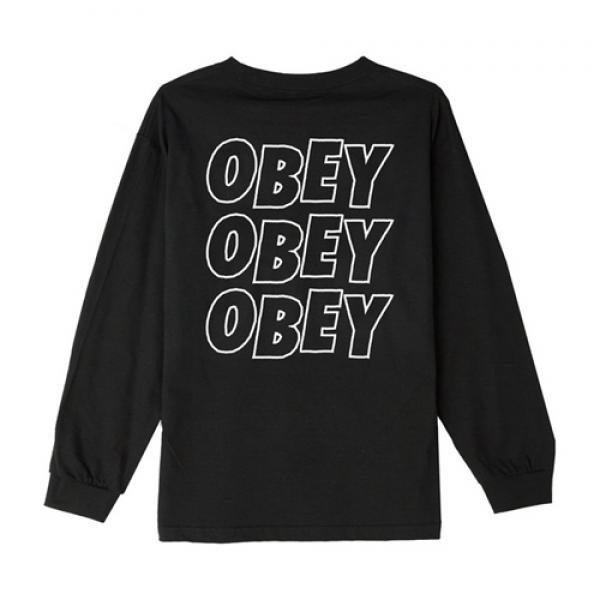 (164901489)OBEY JUMBLE LO - FI L/S TEE-BLK
