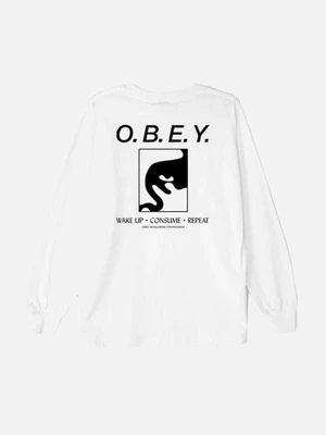 (164901487)WAKE UP CONSUME REPEAT L/S TEE-WHT