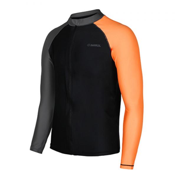 KUA ZIP-UP RASHGUARD-BLACK-DARK GREY-PEACH