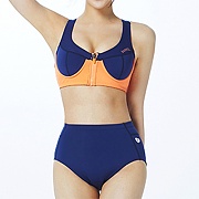 PURA CROP NEOPRENE BIKINI (TOP)-PEACH-NAVY