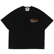 EMBROI 1/2 NORMAL-NECK T-SHIRTS -BLACK