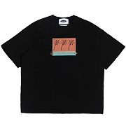 VW PALM-TREE 1/2 NORMAL-NECK T-SHIRTS -BLACK