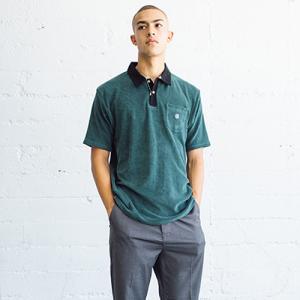 REVERSE TERRY POLO-PINE