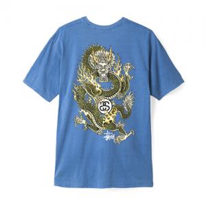 FIRE DRAGON PIG. DYED TEE-INDIGO