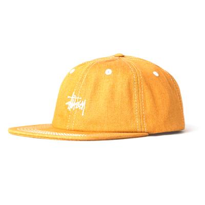 CONTRAST STITCH DENIM STRAPBACK-YELLOW