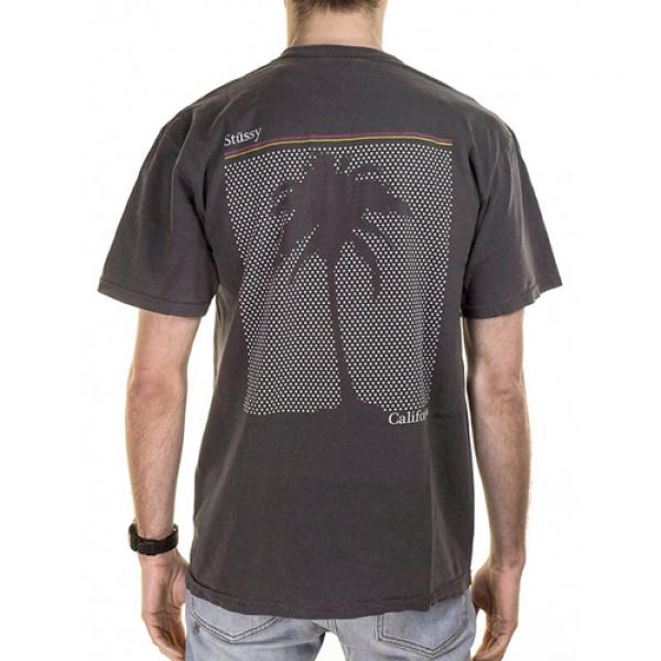 DOT PALM PIG. DYED PKT TEE-BLK