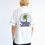 NIGHT BEACH OPEN COLLAR SHIRTS WHITE