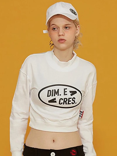 SIMPLE LOGO CROP SLEEVE TEE_WHITE