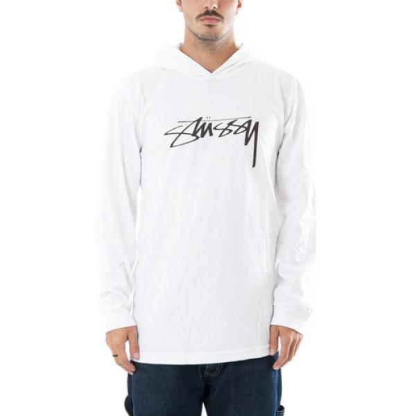 SMOOTH STOCK LS HOOD TEE-WHITE