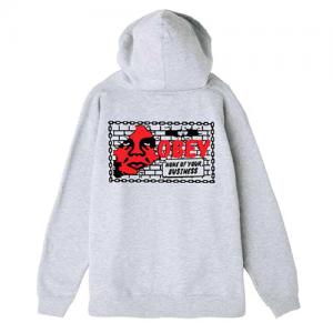 (111751560)NONE OF YOUR BUSINESS HOOD ZIP-HEATHER GREY