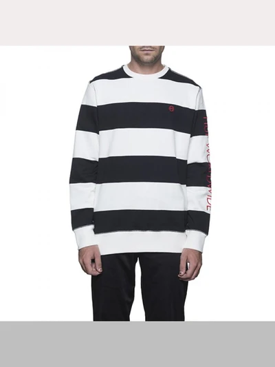 CATALINA STRIPE CREW FLEECE-BLK
