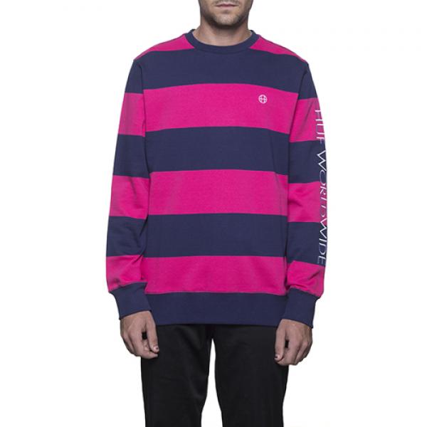 CATALINA STRIPE CREW FLEECE-MAGENTA