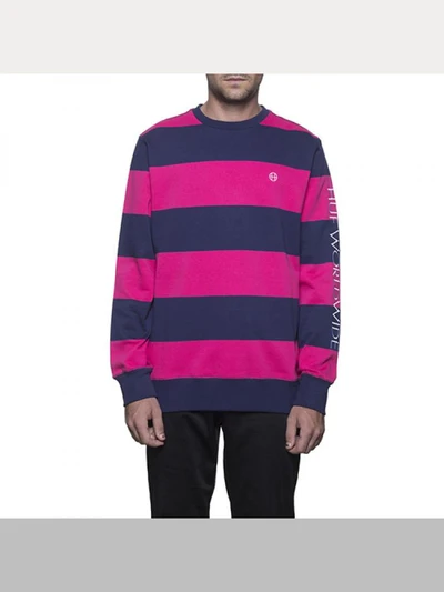 CATALINA STRIPE CREW FLEECE-MAGENTA