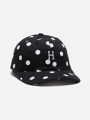 H POLKA DOT CURVED VISOR 6 PANEL-BLK