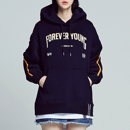 [ROMANTIC CROWN] SHOULDER LINE HOODIE_NAVY