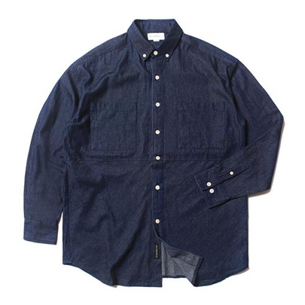 MFG DENIM BUTTON DOWN SHIRT(BLUE)_CMOEALS31UB1