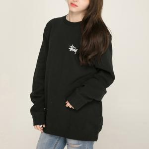 BASIC STUSSY CREW-BLK(wht logo)