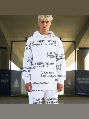 [17FW] Basic Logo Pattern Hoodie - White