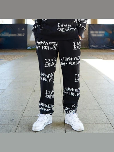 Basic Logo Pattern Sweat Pant - Black