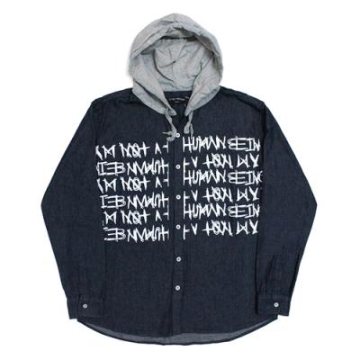 [17FW] Basic Logo Hoodie Shirt - Blue Denim
