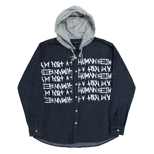 [17FW] Basic Logo Hoodie Shirt - Blue Denim