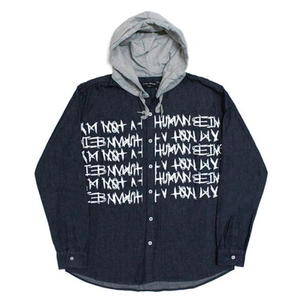[17FW] Basic Logo Hoodie Shirt - Blue Denim