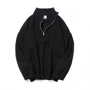 Zip Turtle Neck Knit Black