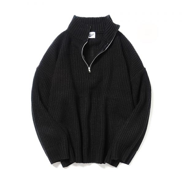 Zip Turtle Neck Knit Black