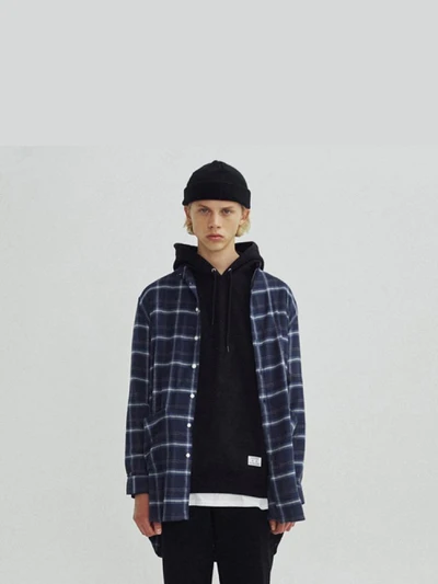 PLAID LONG CHECK SHIRTS GA [NAVY](GAVS02)