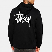 BASIC STUSSY ZIP HOOD-BLK(wht)