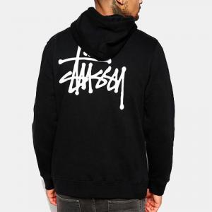 BASIC STUSSY ZIP HOOD-BLK(wht)