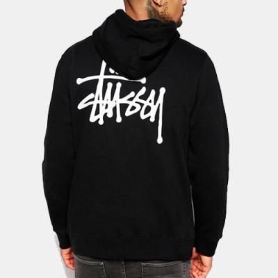BASIC STUSSY ZIP HOOD-BLK(wht)
