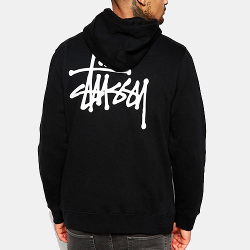 BASIC STUSSY ZIP HOOD-BLK(wht)